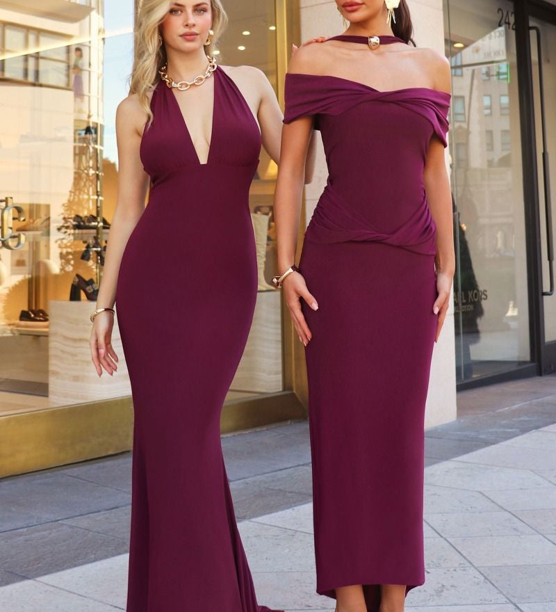 Kara Maxi - Adjustable Halter Tie ITY Dress