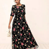 Floral Embroidered Lace Maxi Dress