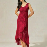Floral Chiffon Sleeveless Evening Gown with Asymmetrical Hem
