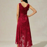 Floral Chiffon Sleeveless Evening Gown with Asymmetrical Hem