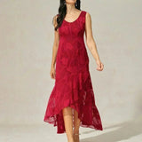 Floral Chiffon Sleeveless Evening Gown with Asymmetrical Hem