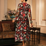 Mesh Lace Embroidered Floral Dress Set
