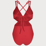 Red V Neck Bralette One Piece