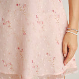 Pink Cap Sleeve Jacquard Mini Dress